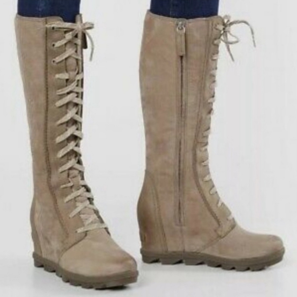 SOREL Joan of Arctic Wedge II Tall Lace Up Boot Brown/Taupe Size 6 -- RARE!